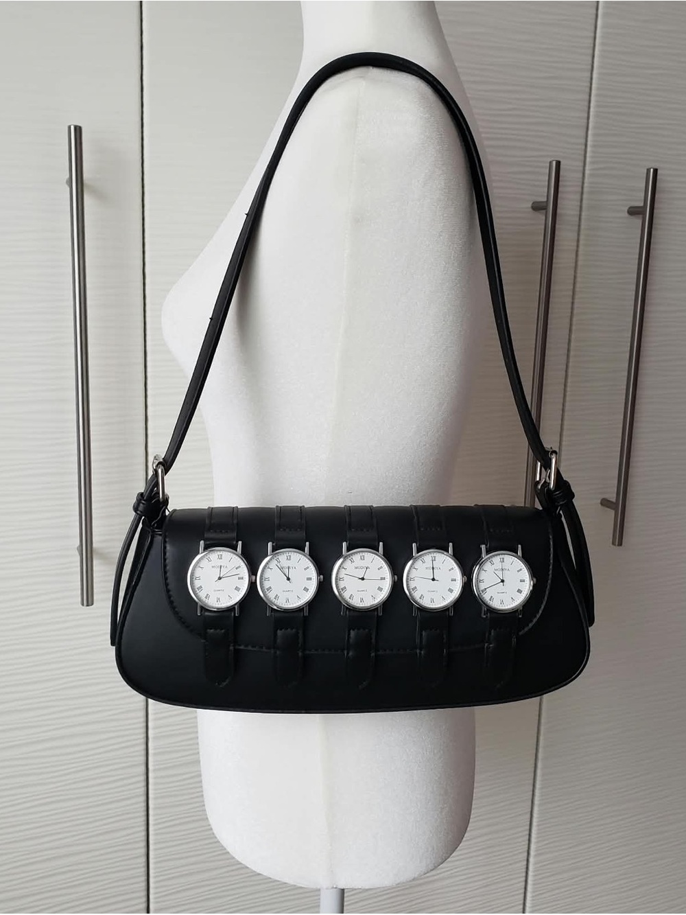 Whimisical Shoulder Bag with Watch Dial Accents